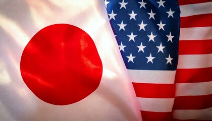 アメリカの国旗と日本の国旗並ぶ