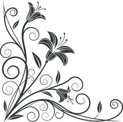 Minimalist Silhouette Floral Corners Vector Art