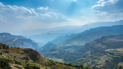 Naklejka premium Stunning mountainsides and vistas near Feifa, Jordan