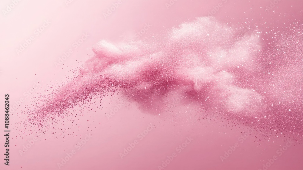 Aufkleber soft pink cloud of dust and glitter floating in a dreamy atmosphere, creating an ethereal and whimsi