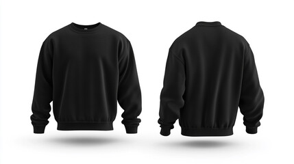 Elegant black sweatshirt mockup showcasing front and back design suitable for apparel branding