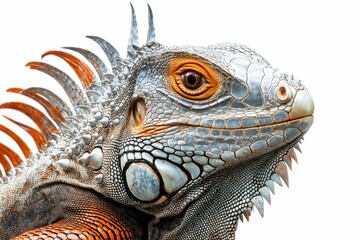 Fototapeta premium Close-up of a green iguana's head.