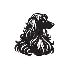 Minimal Afghan Hound Silhouette - Afghan Hound Vector - Dog Vector Silhouette - Afghan Hound Illustration.