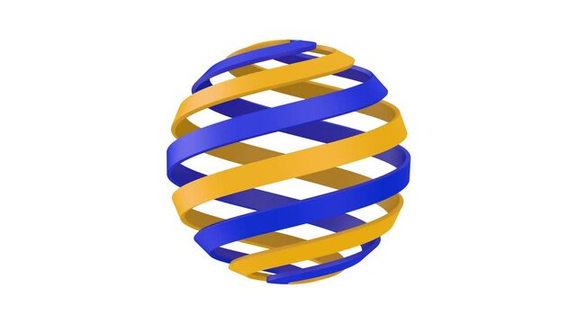 Spiral logo ball on white background. Isolated 3D illustration