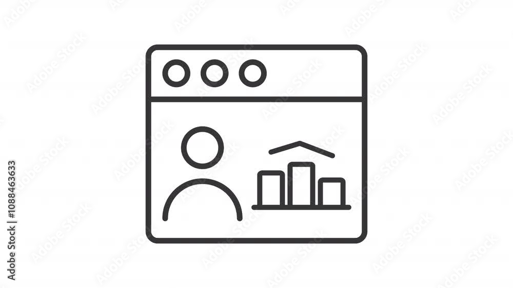 Poster customer data line animation. business analysis animated icon. shaking head. moving graph bars. stat