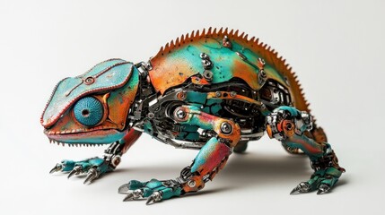 Fototapeta premium Marvelous Mechanical Chameleon: A Masterpiece of Steampunk Art