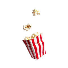 Obraz premium box of popcorn floating in the air on transparent background. Popcorn png