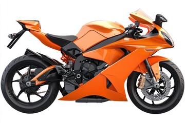 Fototapeta premium 3D model focusing on the sleek design of an orange sports motorcycle.