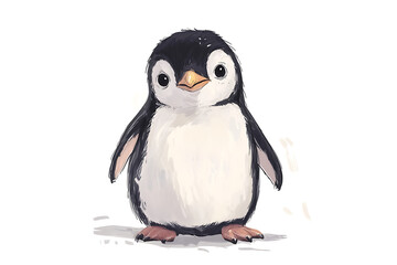Obraz premium A cute, cartoon-style penguin character with a friendly expression.