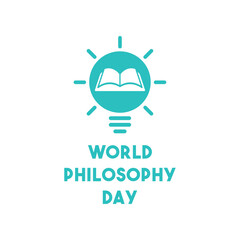 Vector Illustration of World Philosophy Day. Flat design vector. Light bulb and book icon.