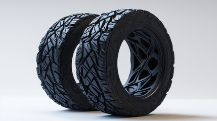 Obraz premium Detailed 3D model of a tire designed for high traction.