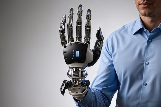 Innovative Bionic Hand Design Showcasing Advanced Prosthetic Technology on Clean Background