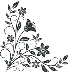 Silhouetted Floral Corners - Minimalist Vector Art