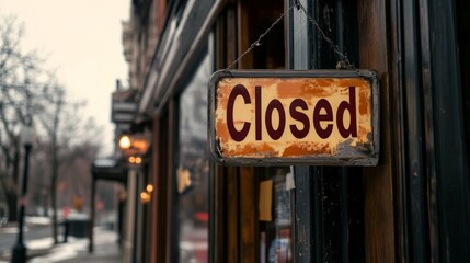 Closed Sign Reflecting Economic Struggles of Businesses