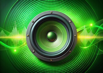 4K Greenscreen  Speaker  for Web Design, Vlogs, and Social Media Videos with Sound Waves Effect and Copy Space for Customization in Digital Content Creation