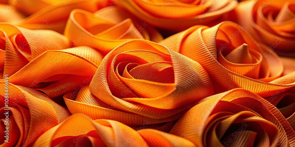 Aufkleber abstract multi-layered background with orange folded ribbons shaped like flowers, showcasing wavy fa