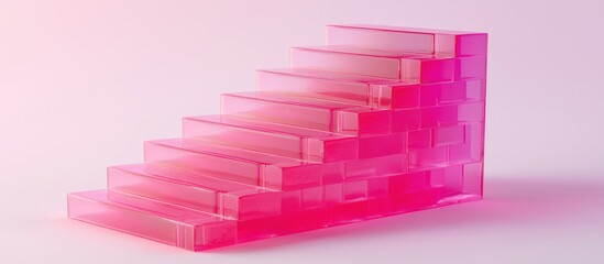 Fototapeta premium Three-dimensional visualization of stacked pink geometric forms in resin.