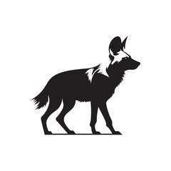 Vector Of African Wild Dog - Minimalist Silhouette Of African Wild Dog - Dog Illustration.