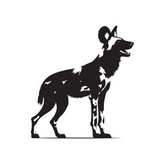 Vector Of African Wild Dog - Minimalist Silhouette Of African Wild Dog - Dog Illustration.