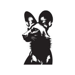 Vector Of African Wild Dog - Minimalist Silhouette Of African Wild Dog - Dog Illustration.