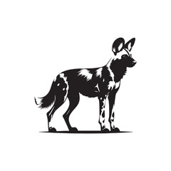 Vector Of African Wild Dog - Minimalist Silhouette Of African Wild Dog - Dog Illustration.