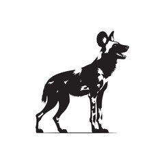 Vector Of African Wild Dog - Minimalist Silhouette Of African Wild Dog - Dog Illustration.