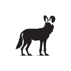 Vector Of African Wild Dog - Minimalist Silhouette Of African Wild Dog - Dog Illustration.