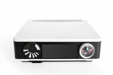 Obraz premium Black and white projector on white background.