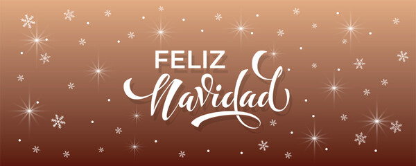 Feliz Navidad spanish Merry Christmas Modern calligraphy lettering on sticker for season greetings. Vector background