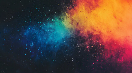 Obraz premium Abstract color gradient grainy background, glowing orange blue yellow retro rainbow shape, vibrant poster black backdrop, noise texture banner cover header design