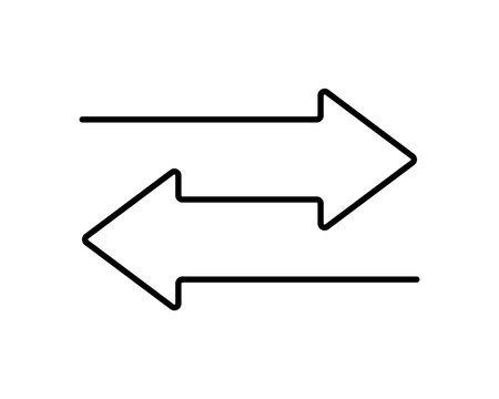 Transfer double arrow icon. Two opposite direction symbol. Exchange line arrow icon. Remove sign. Transfer symbol. Vector illustration isolated on white background.
