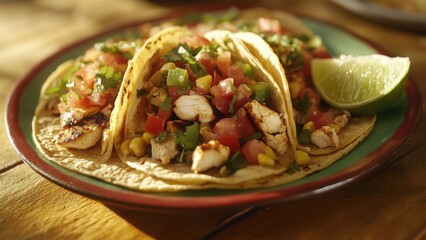 Mexican Tacos with Grilled Chicken and Fresh Salsa