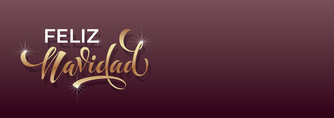 Feliz Navidad spanish Merry Christmas Modern calligraphy lettering on sticker for season greetings. Vector background