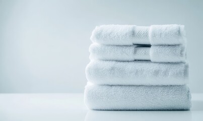Closeup of stacked white towels