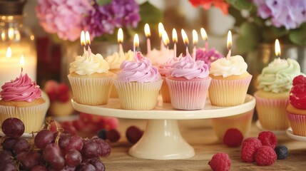 Cozy Kitchen with Cupcakes and Candles for Home Baking