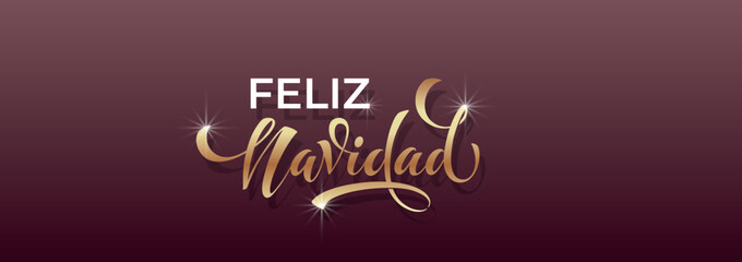 Feliz Navidad spanish Merry Christmas Modern calligraphy lettering on sticker for season greetings. Vector background