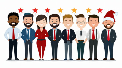 Diverse team of employees celebrating with festive attire and smiles