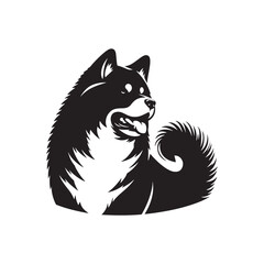Akita Silhouette - Minimalist Dog Vector - Akita Illustration.