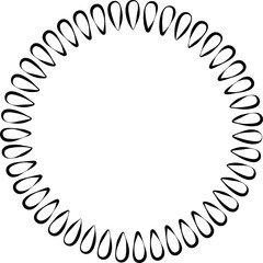 Botanical circle frame. Hand drawn round line border