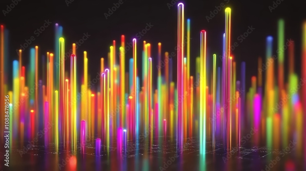 Poster colorful abstract art with lines and dots, a vibrant dynamic design for modern projects