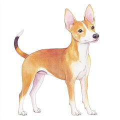 Basenji Dog Watercolor Illustration: Simple and Elegant Artwork of a Unique Canine Companion