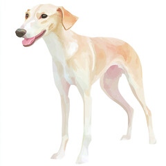 Obraz premium Borzoi Dog Watercolor Illustration: Simple and Elegant Artwork of a Graceful Canine Companion