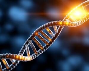 Glowing DNA Strand Genetic Code Science Background Medical Research Biotechnology Helix Structure