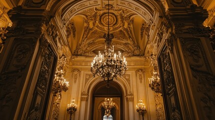 Obraz premium Ornate Chandelier in a Gilded Hall