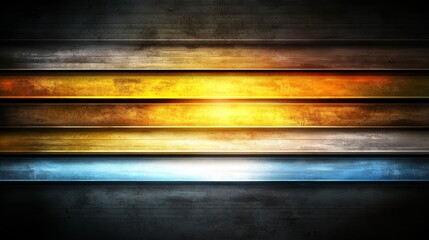 Dynamic interplay of yellow and blue hues against a black background in an abstract art composition, creating visually striking contrast.