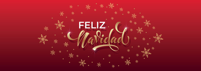 Feliz Navidad spanish Merry Christmas Modern calligraphy lettering on sticker for season greetings. Vector background