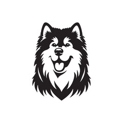 Naklejka premium Alaskan Malamute Silhouette - Minimalist Alaskan Malamute Dog Vector - Illustration of Dog.