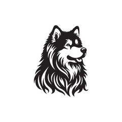 Alaskan Malamute Silhouette - Minimalist Alaskan Malamute Dog Vector - Illustration of Dog.