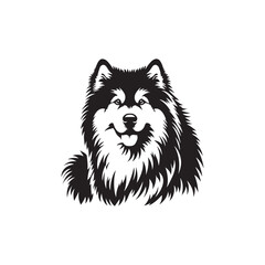 Alaskan Malamute Silhouette - Minimalist Alaskan Malamute Dog Vector - Illustration of Dog.