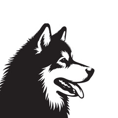 Naklejka premium Alaskan Malamute Silhouette - Minimalist Alaskan Malamute Dog Vector - Illustration of Dog.